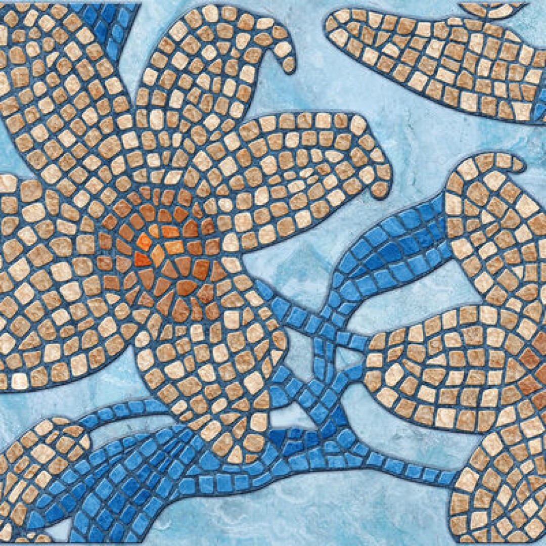 Декоративные панели мозаика Каменный цветок синий 960*480 мм